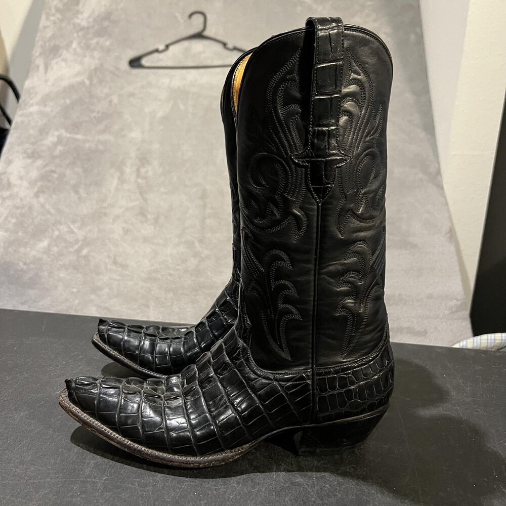 Stallion Cowboy Boots Womens 6 B Black Hornback Alligator Western Exotic Leather - Picture 4 of 16